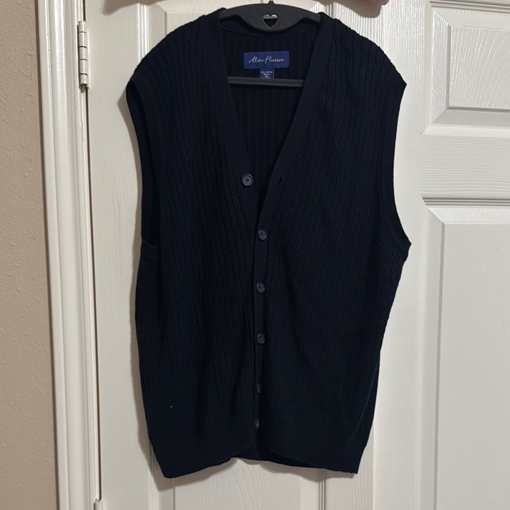 Alan Flusser navyRibbed Vest